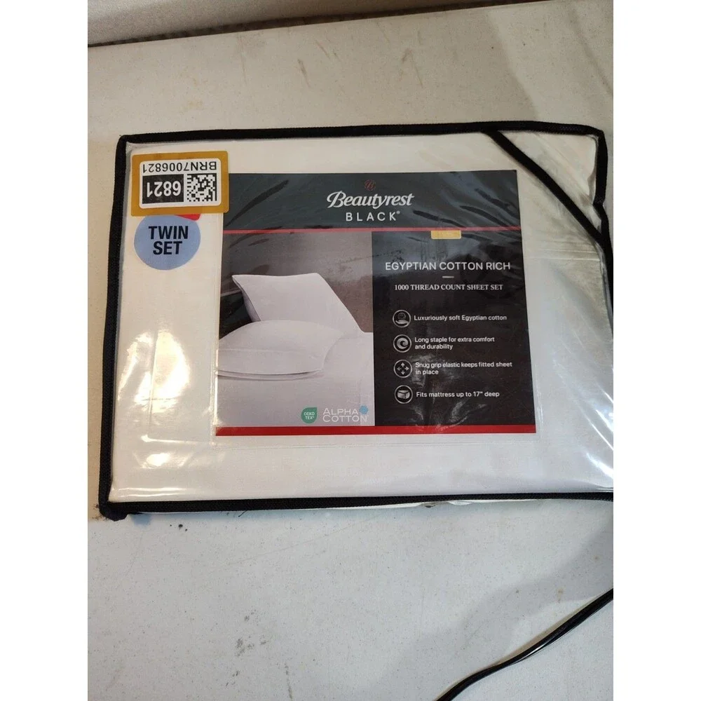 Beautyrest Black Egyptian Cotton Rich 1000 Thread Count Sheets Twin Size (1067)